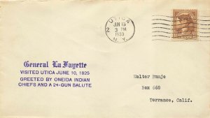 GENERAL LA FAYETTE VISITS UTICA, NY ANNIVERSARY 1825 - 1933