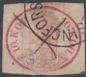 FINLAND Sc #2C CUT to SHAPE with PEN & TOWN CANCEL, ISSUED UNDER RUSSIAN EMPIRE