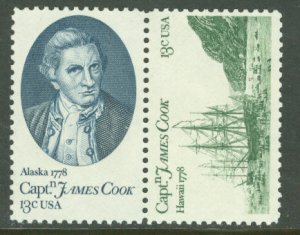 USA # 1732b Capt.Cook, Ships - se-tenant pair (1) Mint NH