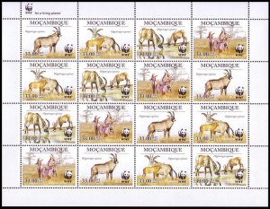 Mozambique WWF Roan Antelope Sheetlet of 4 sets 2010 MNH SC#1930 MI#3658-3661