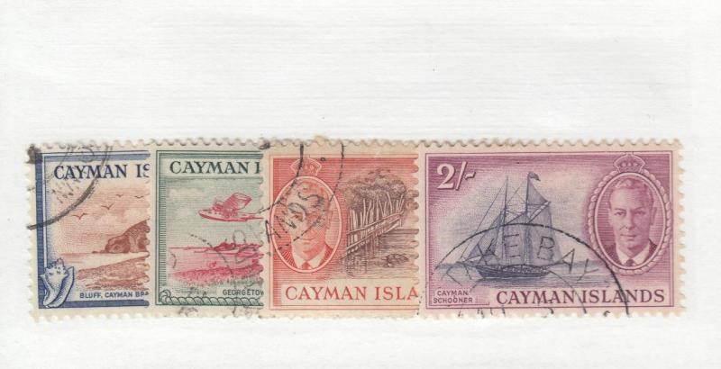 CAYMAN ISLANDS  # 129-132 VF-USED  1950  KGVI SCENIC DESIGNS  CAT VALUE $23