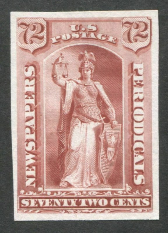 US SCOTT PR87P3 72c Carmine NH Plate Proof on India