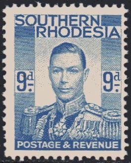 Southern Rhodesia 1937 9d	pale blue MH