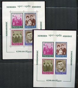 AJMAN JOHN F. KENNEDY MEMORIAL PERF &  IMPERF  COLLECTIVE SHEETS MINT NH