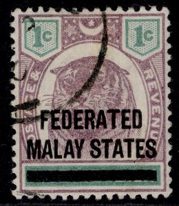 MALAYSIA - Federated Malay QV SG1, 1c dull purple & green, FINE USED. Cat £14.