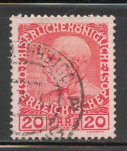 Austria Offices in Turkey Scott 47 Used HR - 1908 20pa Franz Josef - SCV $0.40