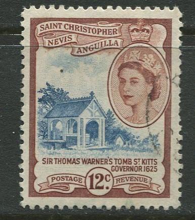 St. KITTS-NEVIS - Scott 128 - QEII Definitives -1954 - FU - Single 12c Stamp