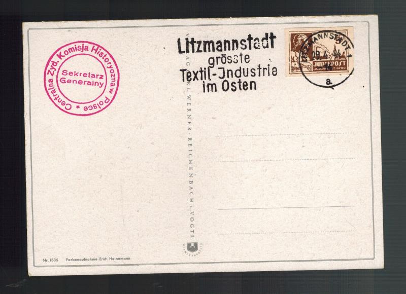 1944 Germany postcard Cover Litzmannstadt Ghetto Post Rumkosky Stamp