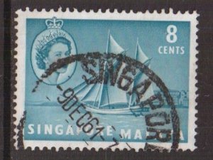 Singapore   #33   used   1955  ships  8c