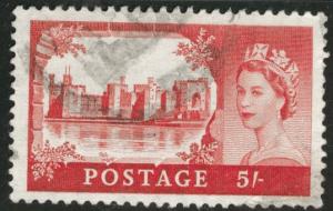 Great Britain Scott 310 used 1955 5sh stamp 