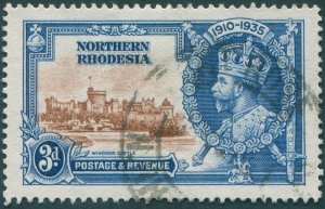 Northern Rhodesia 1935 3d brown & deep blue Jubilee SG20 used