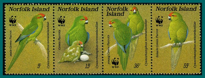 Norfolk Island 1987 Green Parrot, MNH #421,SG425a