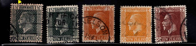 New Zealand Scott 160-164 used KGV Typo. set, tear at top left of 160