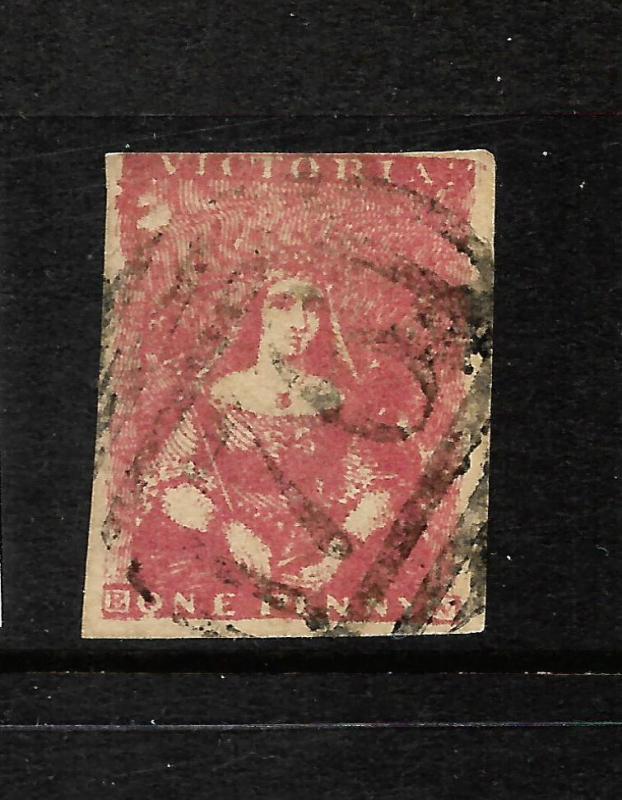 VICTORIA  1850-53  1d  RED BROWN  QV IMPERF  FU  SG 5