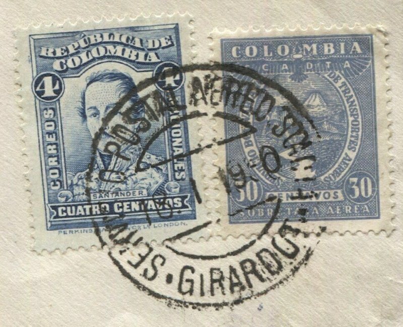 W695 -  COLOMBIA 1930 Hidroavion SCADTA Sea Plane cover, GIRARDOT to USA