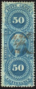 1862, US 50c, Conveyance, Used, crease, Sc R54c