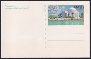 U.S.A. 1989 Sc UX144 Jefferson Memorial Washington DC Pic Postal Card Stamp MNH