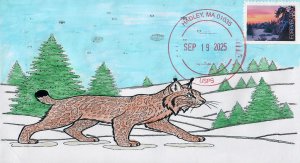 6038 - FDC - 78c House and Tree-  Lynx Hand Painted Wally Jr Cachet - Bullseye