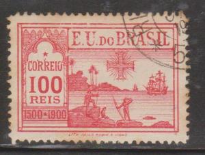 BRAZIL Scott # 162 Used - Sailing Ship + Aboriginal People