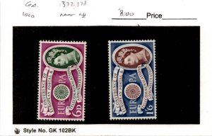 Great Britain, Postage Stamp, #377-378 Mint NH, 1960 Queen Elizabeth, CEPT (AB)