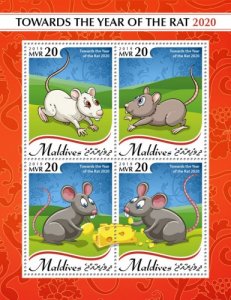 MALDIVES - 2019 - Towards theYear of the Rat 2020 - Perf 4v Sheet - MNH