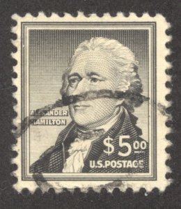 United States Scott 1053 UNH - 1954 $5 Alexander Hamilton - SCV $6.75