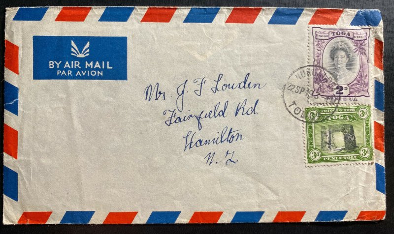 1949 Nukualofa Tonga Toga Airmail Cover To Hamilton New Zealand 