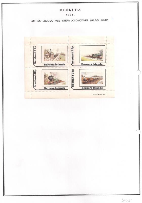 SCOTLAND - BERNERA - 1981 - Steam Locomotives (2) - 4v Perf Sheet - MLH