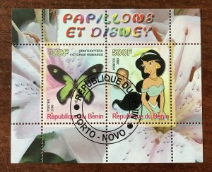 Benin 2006 Cinderella stamps MH - 500fr Papillons & Disney, butterfly & Jasmine