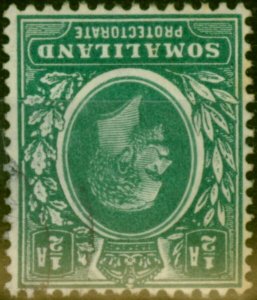 Somaliland 1913 1/2a Green SG60w Wmk Inverted Fine Used
