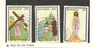 Barbados, Postage Stamp, #818, 820-821 Used, 1992 Easter