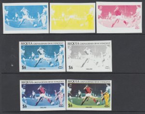 Bequia Sc 227 MNH. 1986 World Cup Soccer, Imperf Progressive Proofs XF