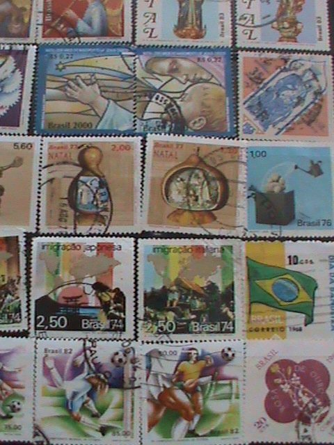 ​BRAZIL STAMPS:34 DIFFERENT JUMBO LARGE BRAZIL USED STAMPS #BR-P HIGH VALUE