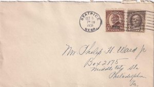 1931, Beatrice, NE to Philadelphia, PA, 1.5c NE Overprint & .5c Hale (45410)