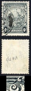 Barbados SG253b 4d Perf 13.5 x 13 Variety Curved line Fine used