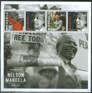 ST. KITTS 2014  MEMORIAM   NELSON MANDELA  SHEET  MINT NH