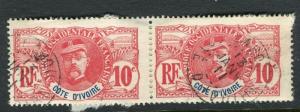 FRENCH IVORY COAST;  1906 early Faidherbe issue fine used 10c. pair