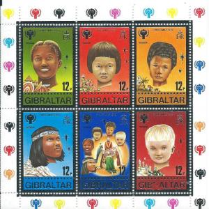 Gibraltar #385  Christmas Block  of 6  (MNH)  CV $1.75