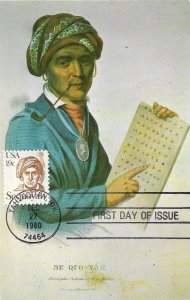 1980 FDC, #1859, 19c Sequoyah, postcard