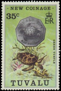 Tuvalu #19-22, Complete Set(4), 1976, Marine Life, Coins, Never Hinged