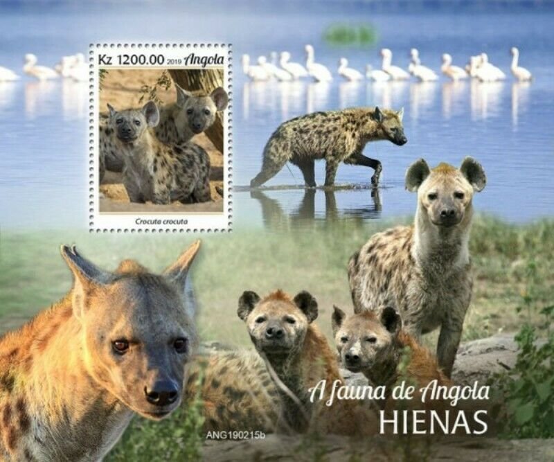 Angola - 2019 Spotted Hyenas on Stamps - Stamp Souvenir Sheet - ANG190215b