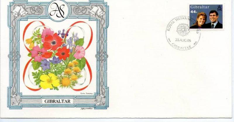 Gibraltar 1986 Royal Wedding Prince Andrew & Sarah Sc 498 Fargusan Flower Orc...