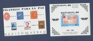 MEXICO - Scott 1385 & C434 -  MNH S/S  - stamp-on-stamp - 1974 & 1985