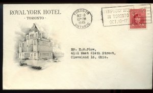 ?Royal York Hotel 1945 slogan War Issue to USA advertising cover Canada
