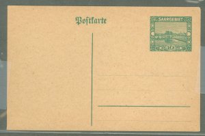 Saar  1922 10c green; adfor Saarland Stamp Show on reverse 18-19 Oct 1924