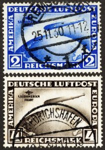 Germany Stamps # C38-9 Used XF Zeppelin Set Scott Value $600.00