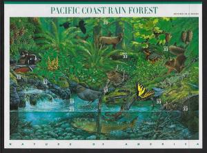 Catalog # 3378 Souvenir Sheet of 10 Stamps Pacific Coast Rain Forest