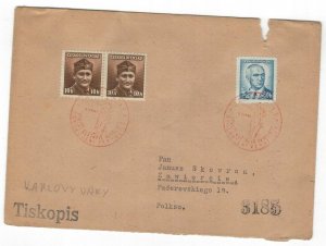 Czechoslovakia 1946 Censored Cover to Poland Cancellation Second World War II