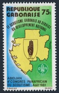 Gabon 477, MNH. Michel 797. Scouting congress, 1981. Map.