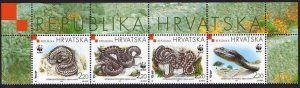 Croatia 391 ad strip, MNH. WWF 1999. Reptiles: Vipera Ursinii.